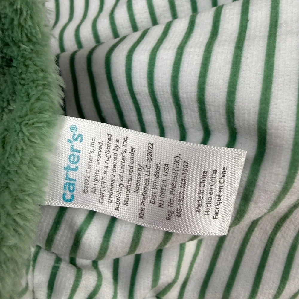 Carters Green Alligator Security Blanket Lovey Pacifier Holder Striped 68260